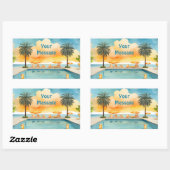Sticker Rectangulaire Piscine d'eau fête d'été (Feuille)