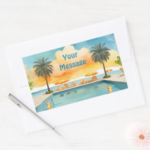 Sticker Rectangulaire Piscine d'eau fête d'été