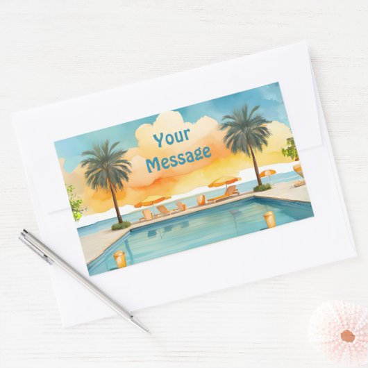 Sticker Rectangulaire Piscine d'eau fête d'été (Enveloppe)