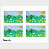 Sticker Rectangulaire pittoresque illustration amusante de mouton mignon (Feuille)