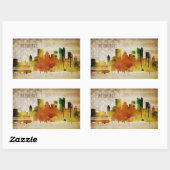Sticker Rectangulaire Pittsburgh, PA | Aquarelle Ville Skyline (Feuille)