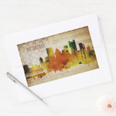 Sticker Rectangulaire Pittsburgh, PA | Aquarelle Ville Skyline (Enveloppe)