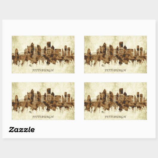 Sticker Rectangulaire Pittsburgh Pennsylvanie (Feuille)