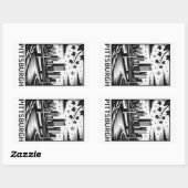 Sticker Rectangulaire Pittsburgh Skyline Black & White Winter City (Feuille)