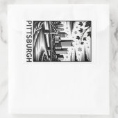 Sticker Rectangulaire Pittsburgh Skyline Black & White Winter City (Sac)