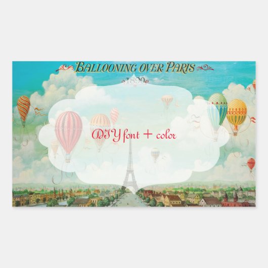 Sticker Rectangulaire PixDezines ballons vintages/eiffel/paris (Devant)