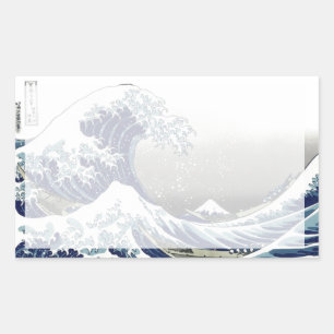 Sticker Rectangulaire PixDezines Vintage, Grande Vague, Hokusai 葛飾北斎の神奈川