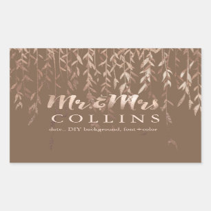 Sticker Rectangulaire PixDezines Willow/Faux Pink Gold/DIY background