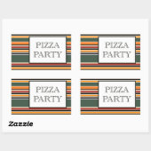 Sticker Rectangulaire pizza fête rayures (Feuille)
