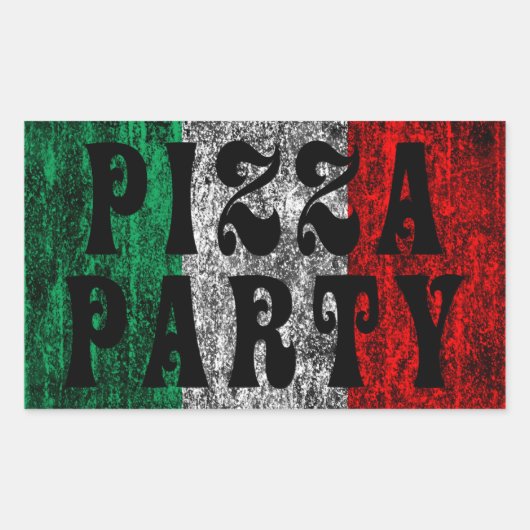 Sticker Rectangulaire pizza party (drapeau italien) (Devant)
