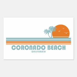 Sticker Rectangulaire Plage de Coronado Californie Soleil Palmiers