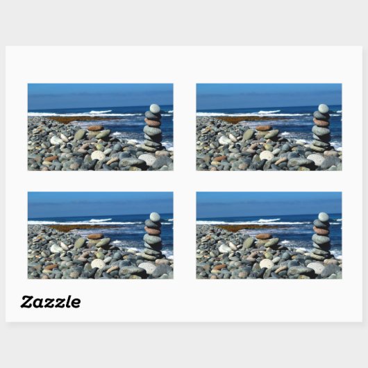 Sticker Rectangulaire Plage de galets (Feuille)