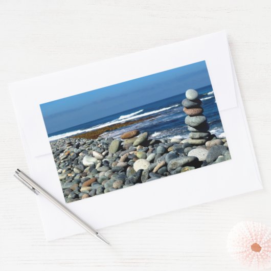 Sticker Rectangulaire Plage de galets (Enveloppe)