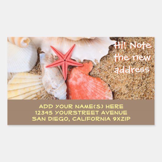 Sticker Rectangulaire Plage de sable de coquillages (Devant)