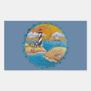 Sticker Rectangulaire Plage d'été amusant soleil bord de mer côte