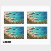 Sticker Rectangulaire Plage en Grèce (Feuille)