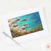 Sticker Rectangulaire Plage en Grèce (Enveloppe)