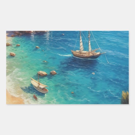 Sticker Rectangulaire Plage en Grèce (Devant)