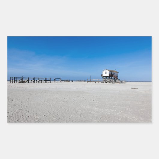 Sticker Rectangulaire Plage en mer du Nord, Sankt Peter Ording (Devant)