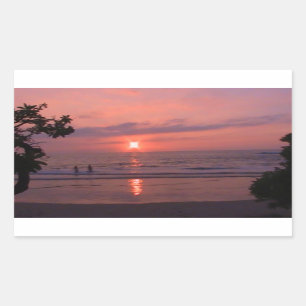 Sticker Rectangulaire Plage romantique Hawaii Sunset Ocean Beach