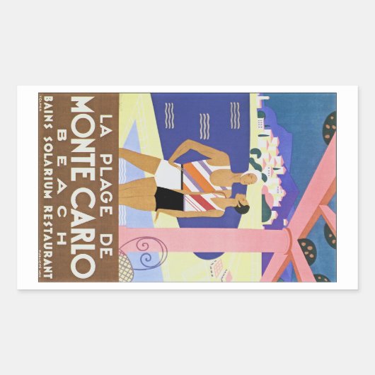 Sticker Rectangulaire Plage vintage de Monte Carlo (Devant)