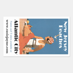 Sticker Rectangulaire Plages du New Jersey ~ Atlantic City