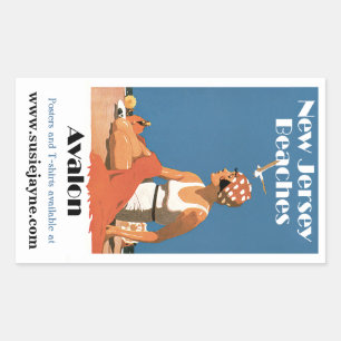 Sticker Rectangulaire Plages du New Jersey ~ Avalon