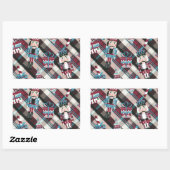 Sticker Rectangulaire Plaid Blue Burgundy (Feuille)