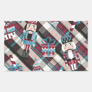 Sticker Rectangulaire Plaid Blue Burgundy
