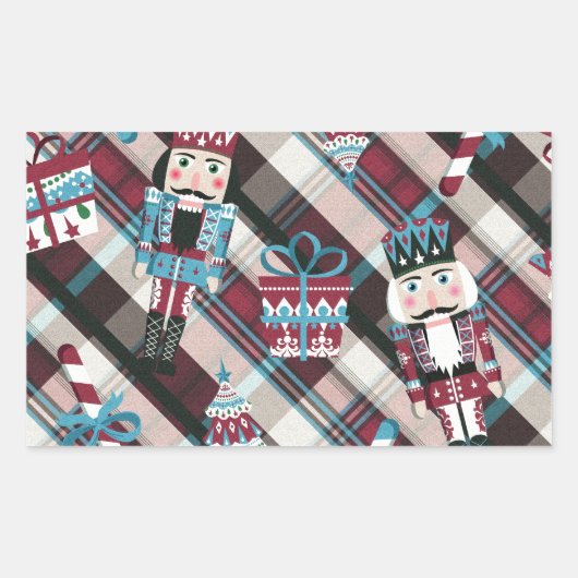 Sticker Rectangulaire Plaid Blue Burgundy (Devant)