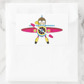 Sticker Rectangulaire Plan de dessin et pilote mignon (Sac)