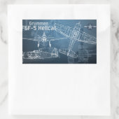 Sticker Rectangulaire Plan directeur Grumman F6F Hellcat (Sac)