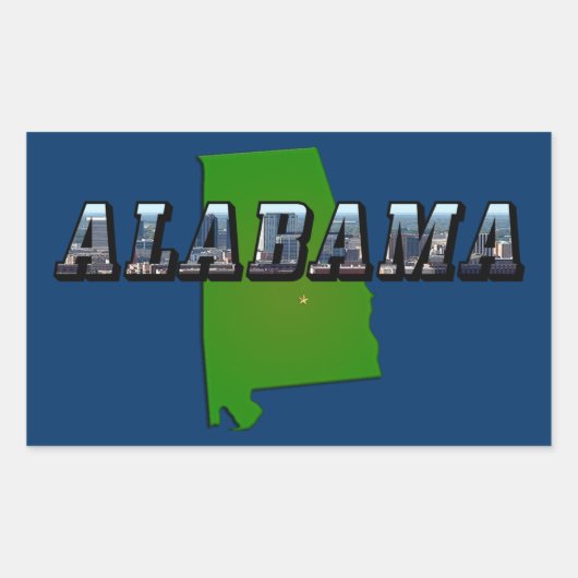 Sticker Rectangulaire Plan Plan et texte de l'image de l'Alabama (Devant)