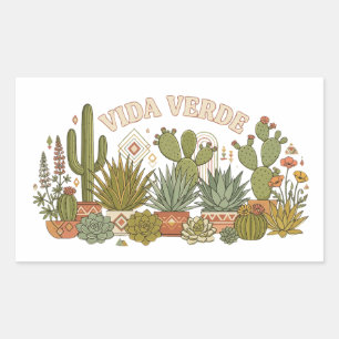 Sticker Rectangulaire Plantes de cactus Vida Verde