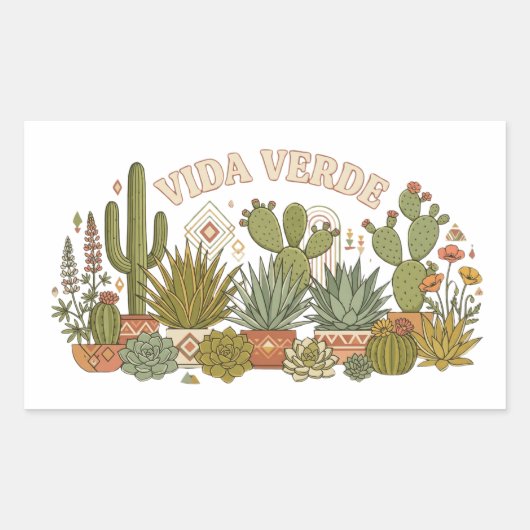 Sticker Rectangulaire Plantes de cactus Vida Verde (Devant)