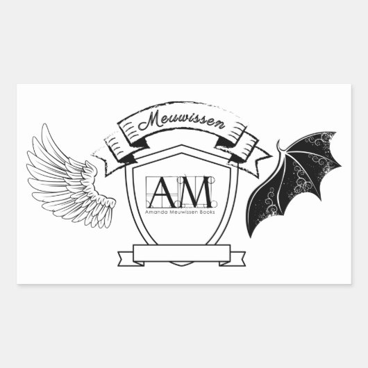 Sticker Rectangulaire Plaque AM - Bannière noire Pas de couronne (Devant)