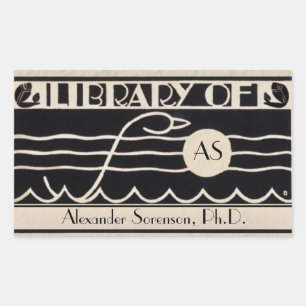 Sticker Rectangulaire Plaque Art Déco vintage Monogramme personnalisé