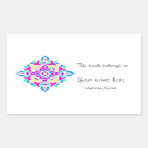 Sticker Rectangulaire Plaque avec Motif Rangoli
