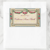 Sticker Rectangulaire Plaque d'accueil à cadre Rose antique (Sac)