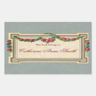 Sticker Rectangulaire Plaque d'accueil à cadre Rose antique