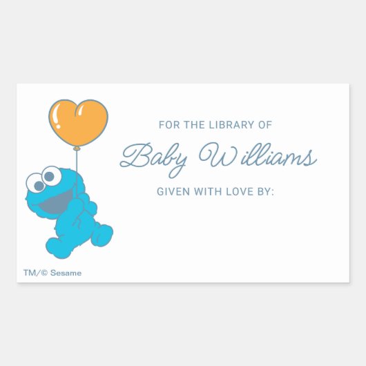 Sticker Rectangulaire Plaque de Baby shower de Cookie Monster (Devant)