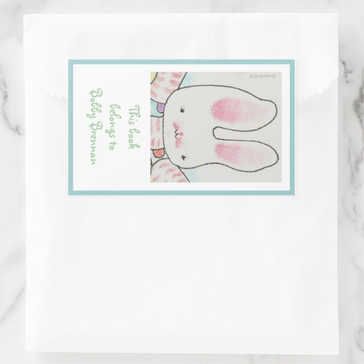 Sticker Rectangulaire Plaque de bébé lapin (Sac)