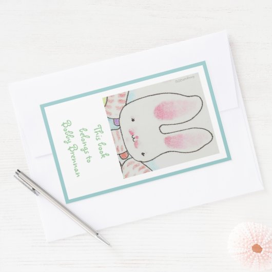 Sticker Rectangulaire Plaque de bébé lapin (Enveloppe)