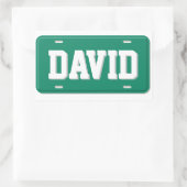 Sticker Rectangulaire Plaque de licence blanche et verte personnalisée (Sac)