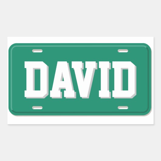 Sticker Rectangulaire Plaque de licence blanche et verte personnalisée (Devant)