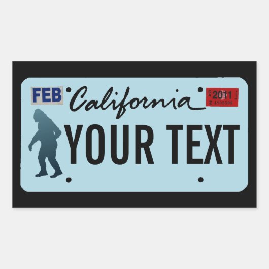 Sticker Rectangulaire Plaque de licence California Sasquatch (Devant)