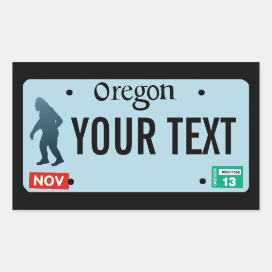 Sticker Rectangulaire Plaque de licence Oregon Sasquatch (Devant)