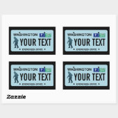 Sticker Rectangulaire Plaque de licence Washington Sasquatch (Feuille)