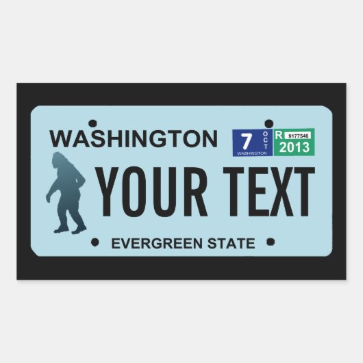 Sticker Rectangulaire Plaque de licence Washington Sasquatch (Devant)
