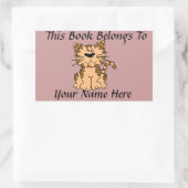 Sticker Rectangulaire Plaque de nom de livre de chat mignon (Sac)